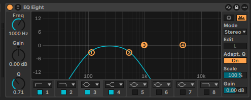 EQ curve isolating the growl bass to mid-bass frequencies between 100 and 500 Hz