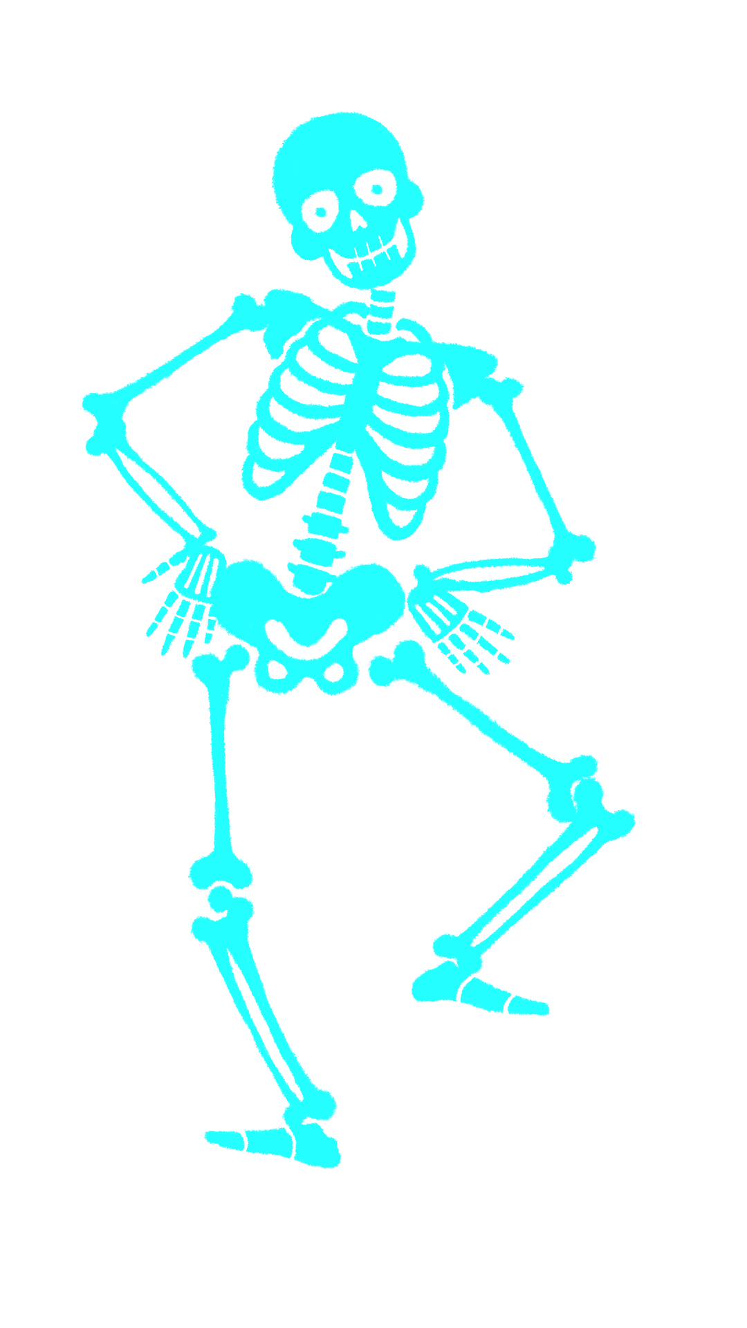 Neon Buffalo blue dancing skeleton