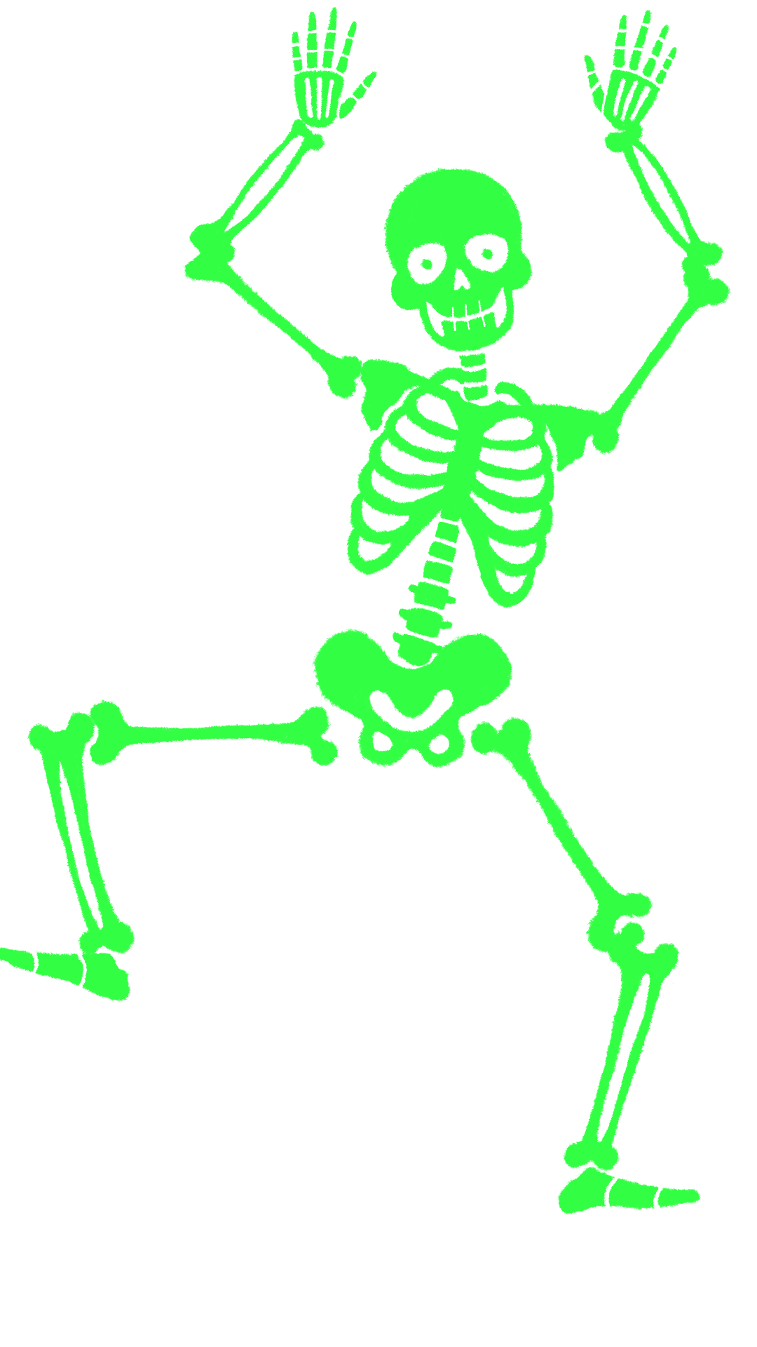 Neon Buffalo green dancing skeleton