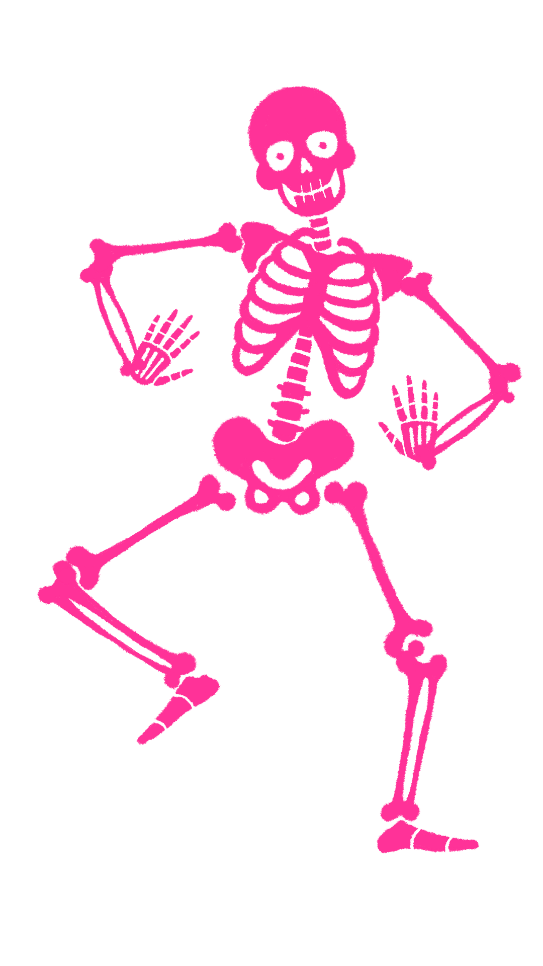 Neon Buffalo pink dancing skeleton mascot